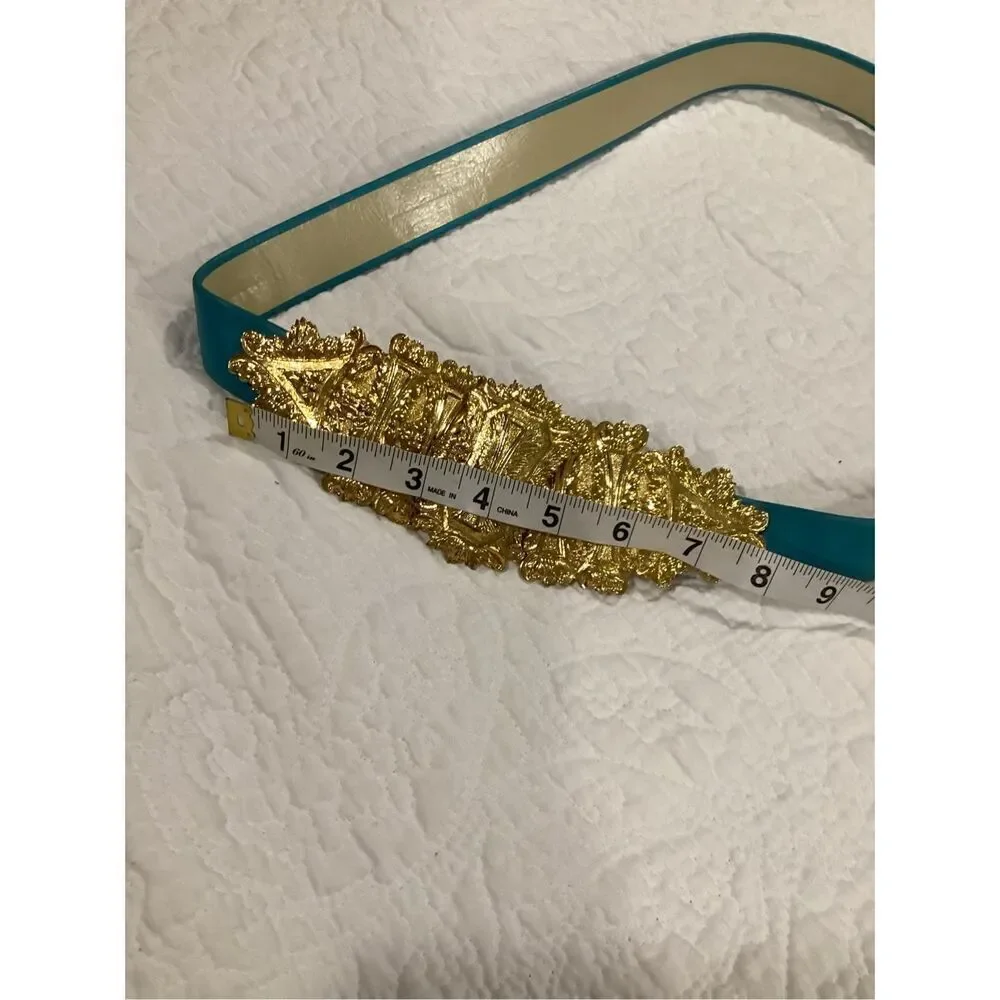 Vintage Alexis Kirk Turquoise & Gold Statement Belt